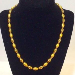 Stunning polished & brushed gold tone bead necklace